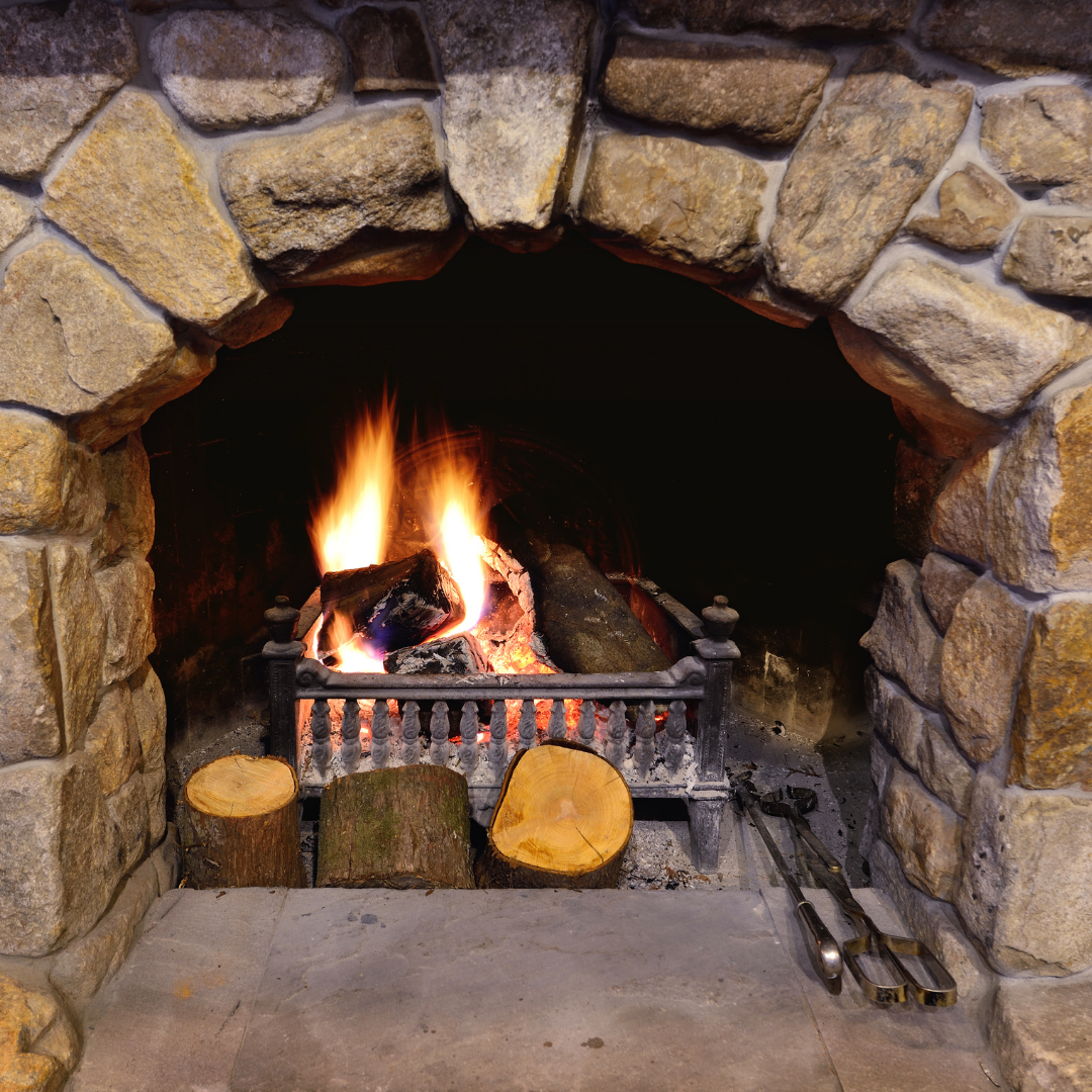 Rustic Wood Fireplace with Masonry